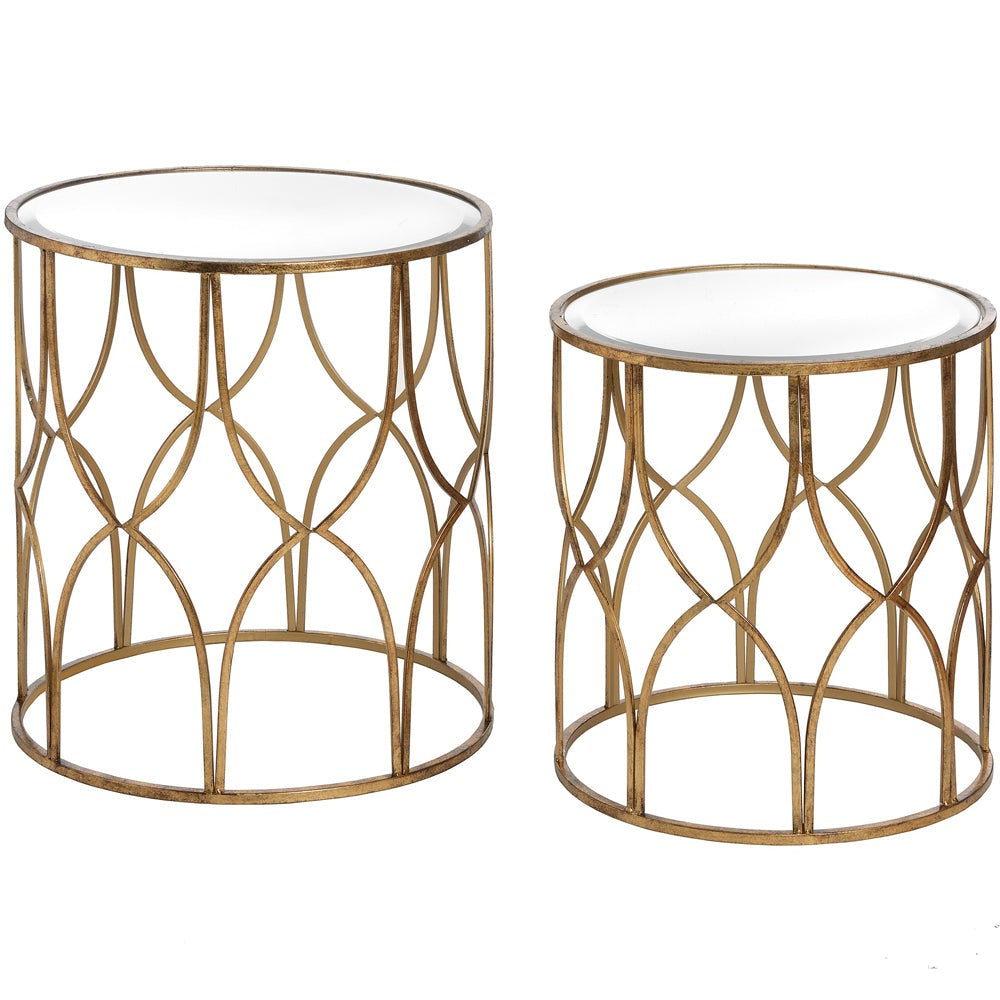 Hill Interiors Set Of 2 Lattice Detail Side Tables In Gold