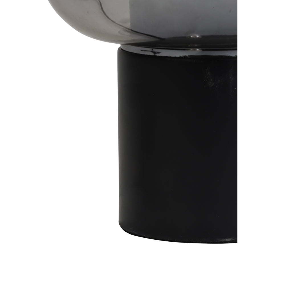Product photograph of Light Living Arturan Table Lamp Wide Smoked Glass Grey And Matt Black from Olivia's.