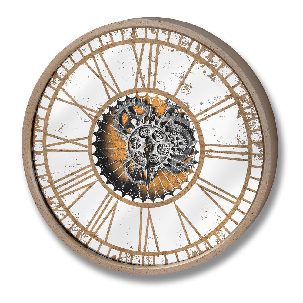 Product photograph of Hill Interiors Mechanical Mirrored Round Clock from Olivia's