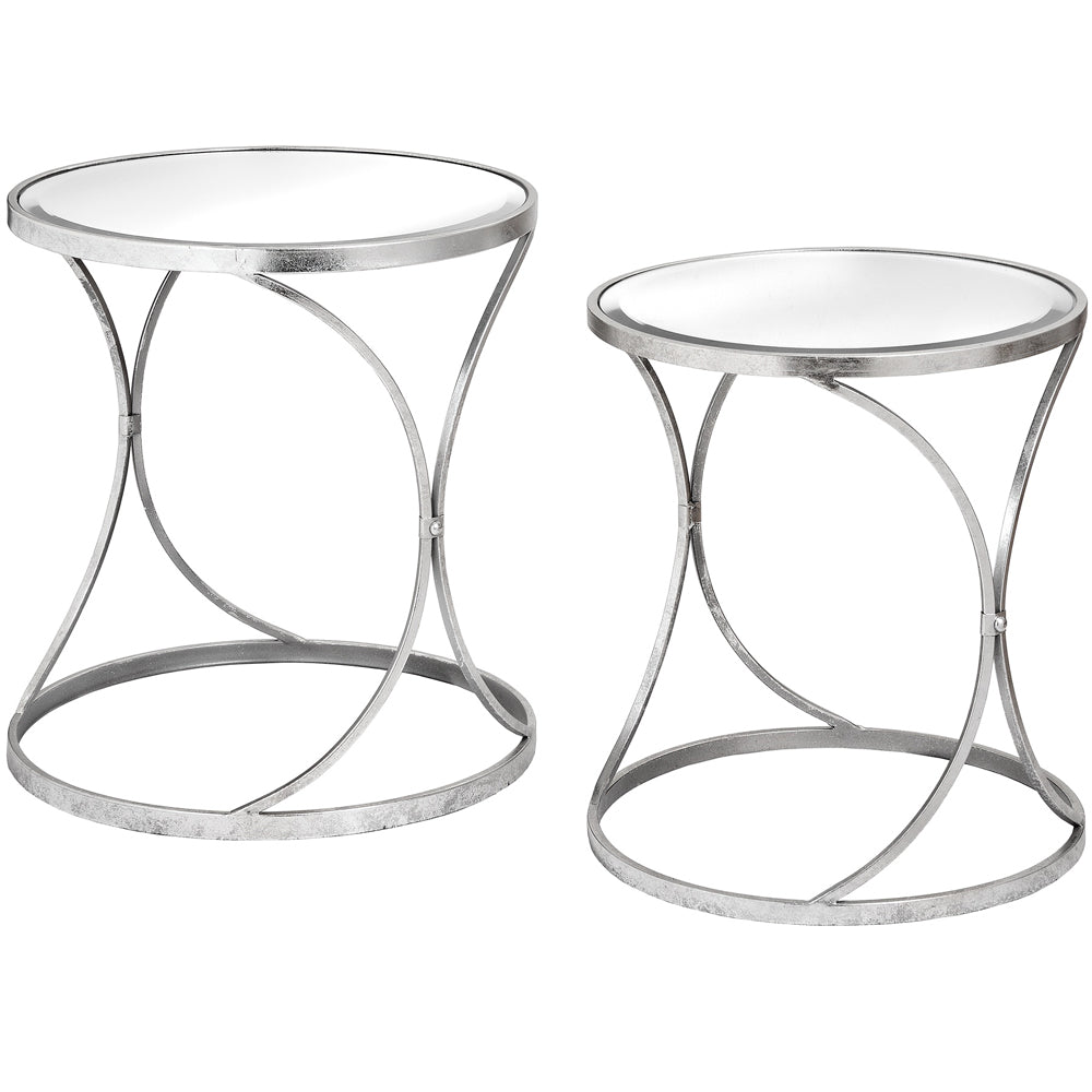 Hill Interiors Set Of 2 Curved Design Side Tables In Silver
