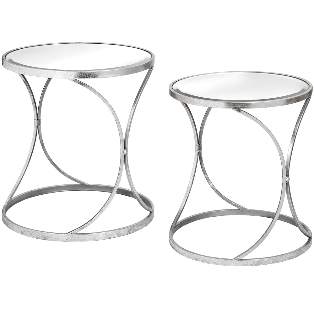 Product photograph of Hill Interiors Set Of 2 Curved Design Side Tables In Silver from Olivia's