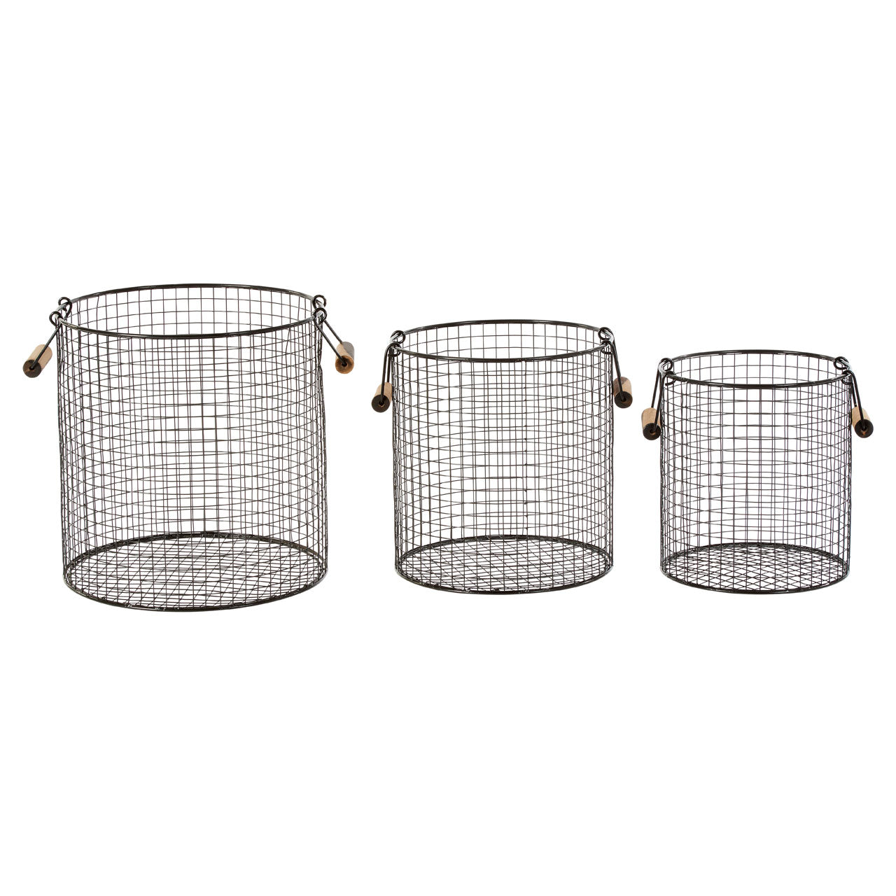Product photograph of Olivia S Set Of 3 Zuri Black Wire Storage Baskets from Olivia's