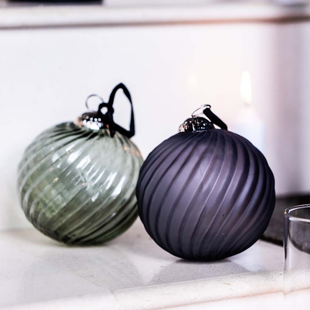 Product photograph of Gallery Interiors Farley Spruce Asstd Swirl Baubles Large 6pk Outlet Spruce Large from Olivia's.