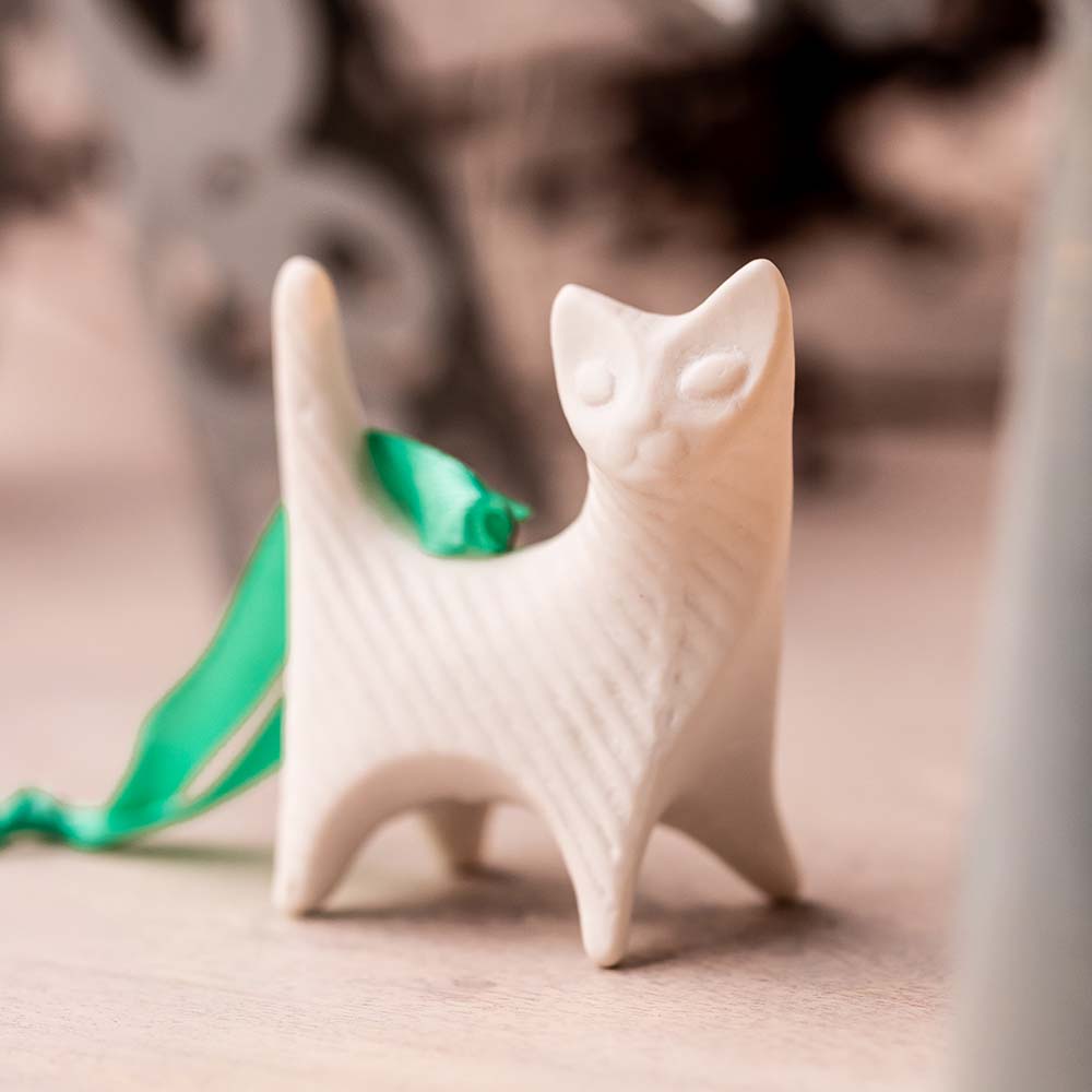 Product photograph of Jonathan Adler Cat Ornament White from Olivia's.