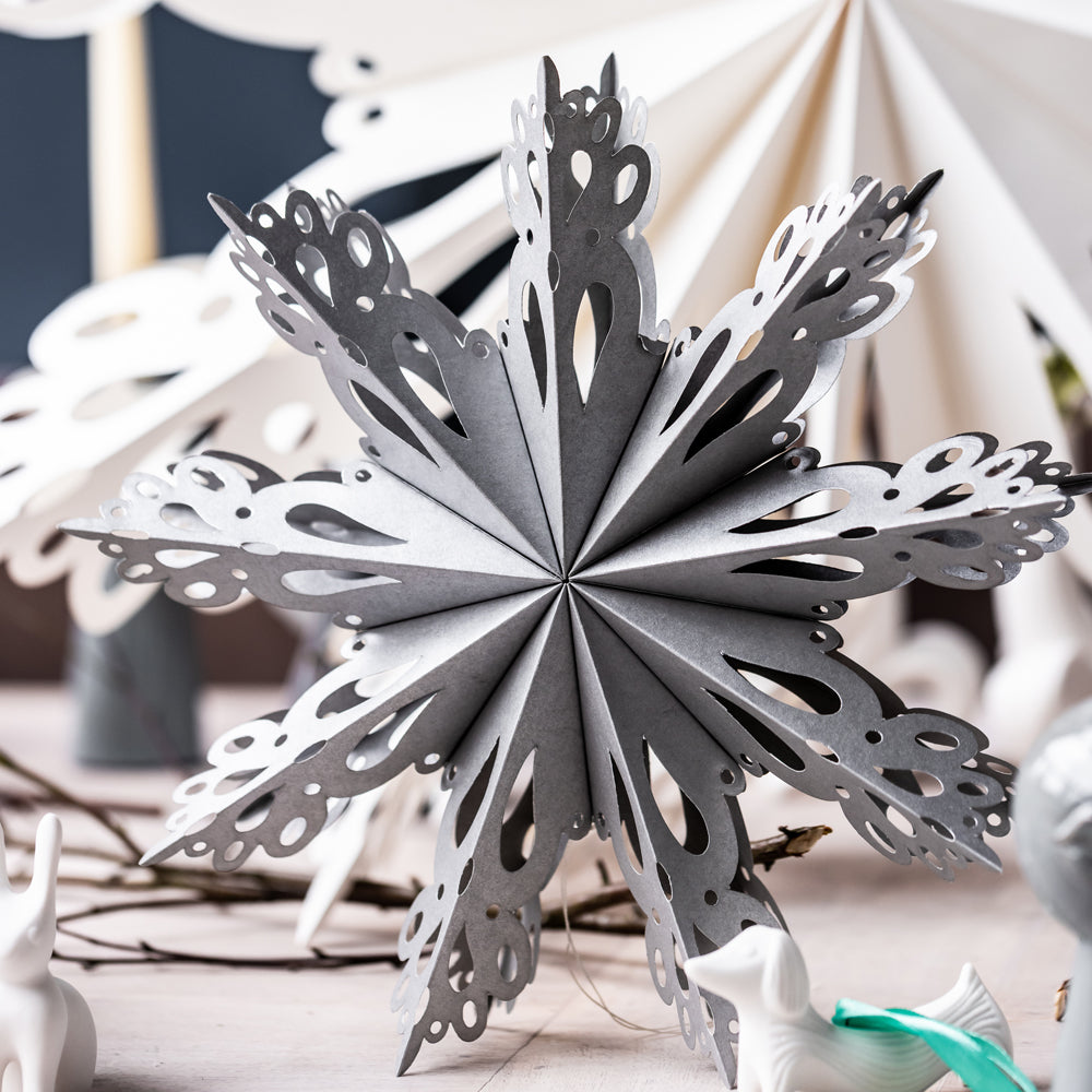 Product photograph of Broste Copenhagen Snowflake Ornament Silver Medium from Olivia's.