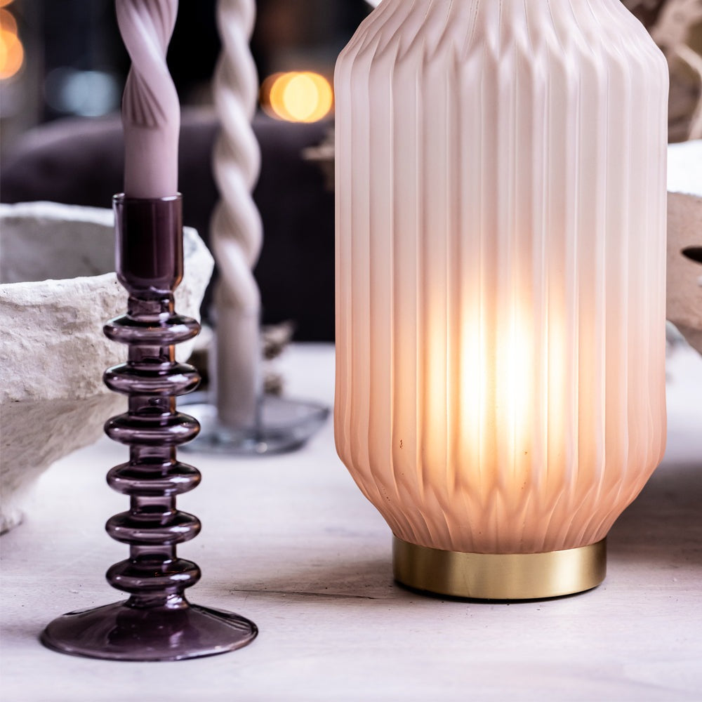 Product photograph of Cozy Living Trio Purple Glass Candle Holder from Olivia's.