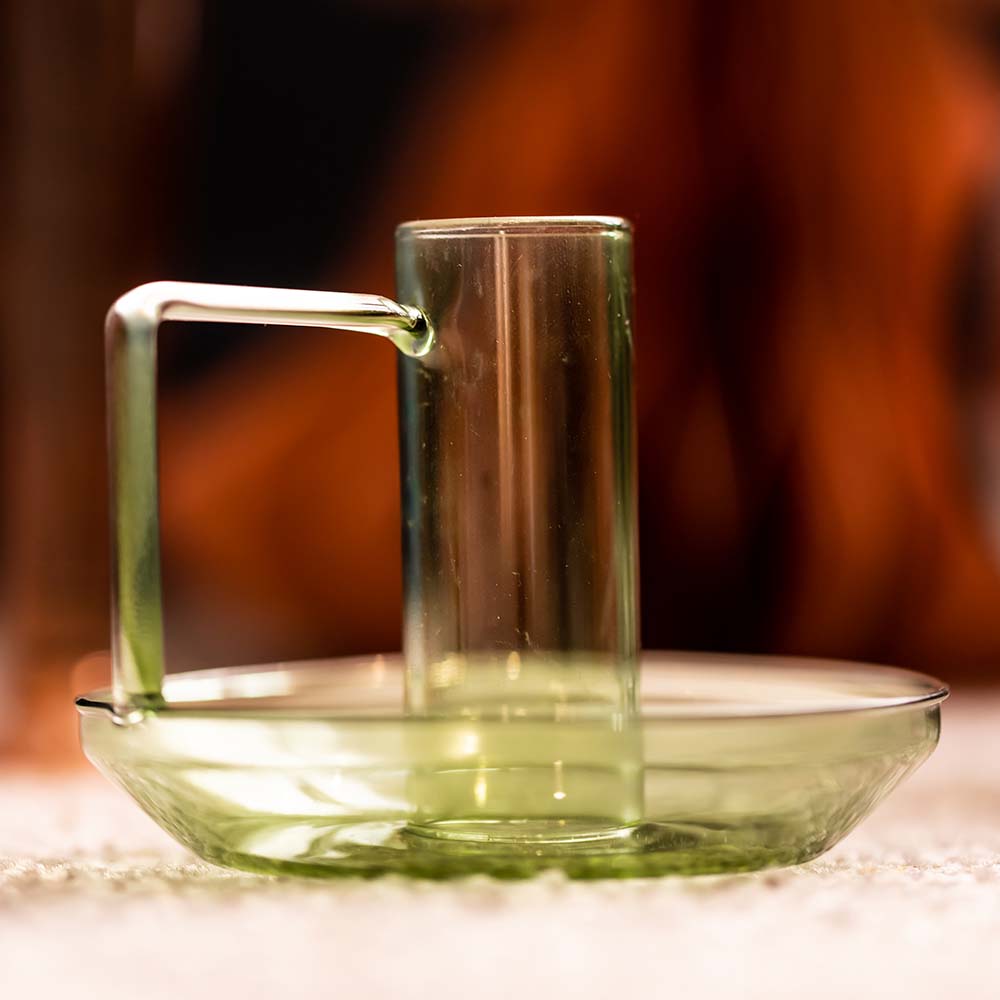 Product photograph of Cozy Living Traditional Green Candle Holder from Olivia's.