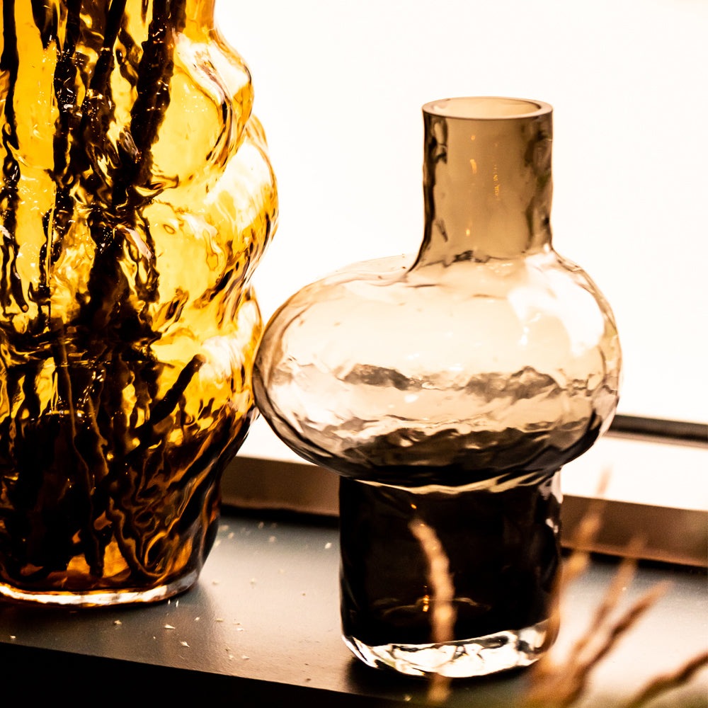 Product photograph of Cozy Living Bubble Vase Amber Glass from Olivia's.