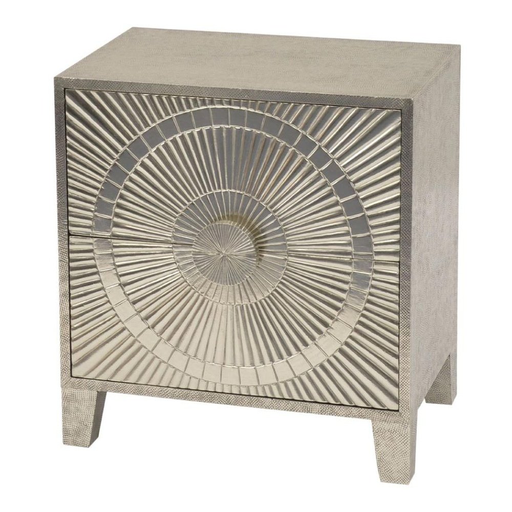Product photograph of Libra Midnight Mayfair Collection - Coco 2 Drawer Bedside Table In Silver from Olivia's