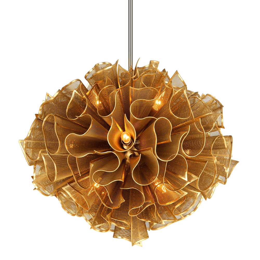 Hudson Valley Lighting Pulse 12lt Pendant In Gold Leaf