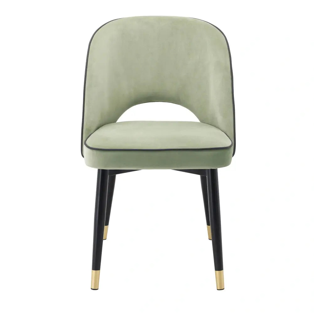 Product photograph of Eichholtz Set Of 2 Cliff Dining Chairs In Savona Pistache Green Velvet from Olivia's.