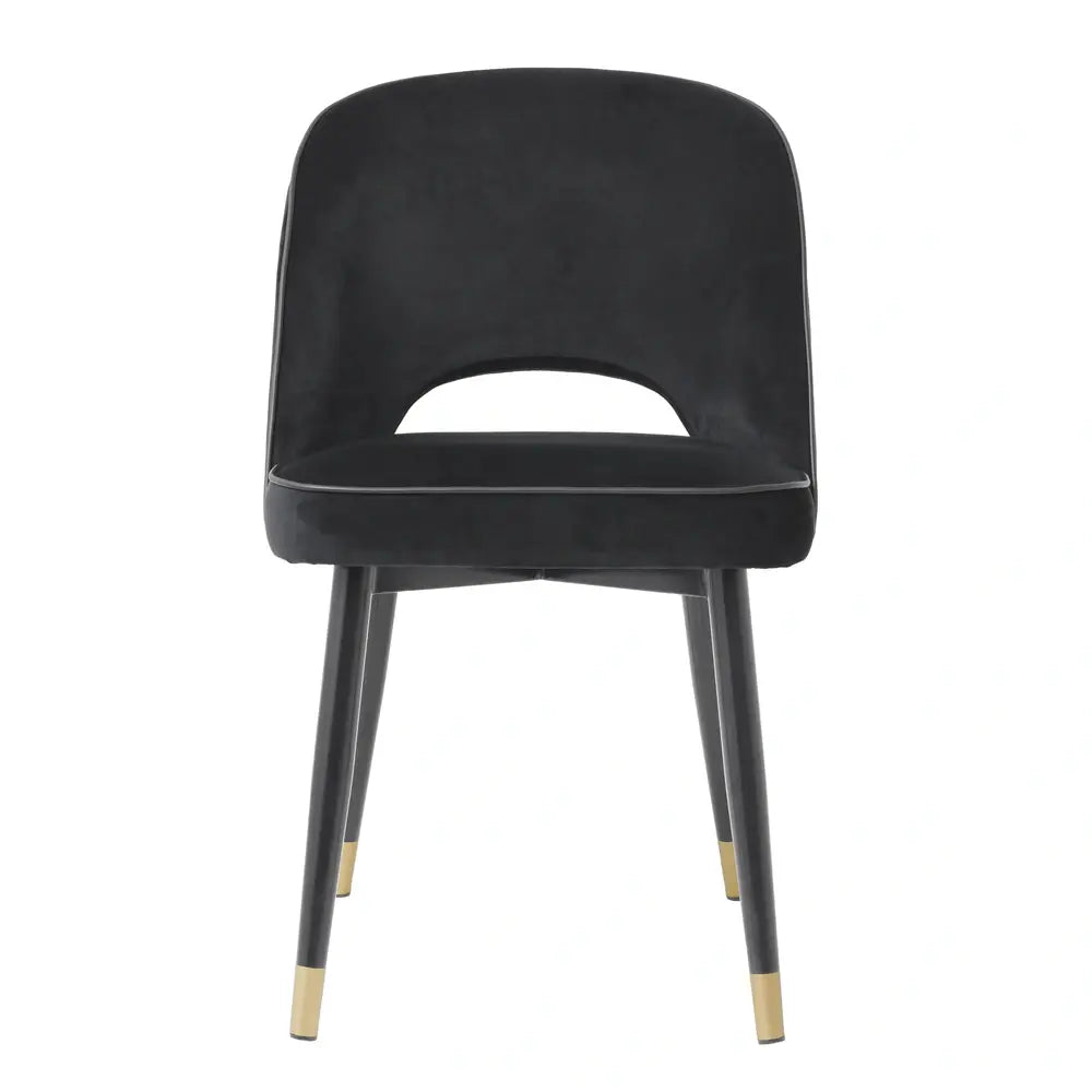 Product photograph of Eichholtz Set Of 2 Cliff Dining Chairs In Velvet Roche Black from Olivia's.