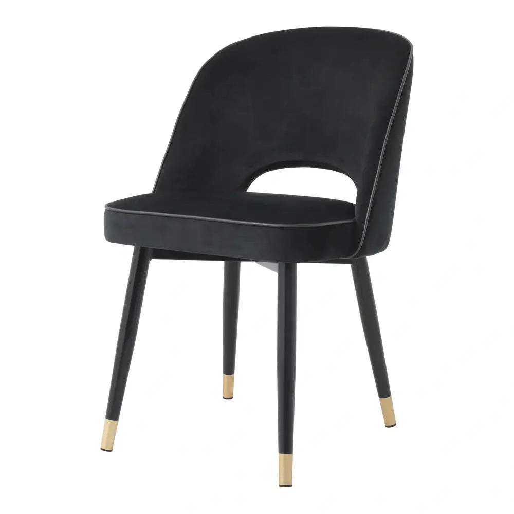 Product photograph of Eichholtz Set Of 2 Cliff Dining Chairs In Velvet Roche Black from Olivia's