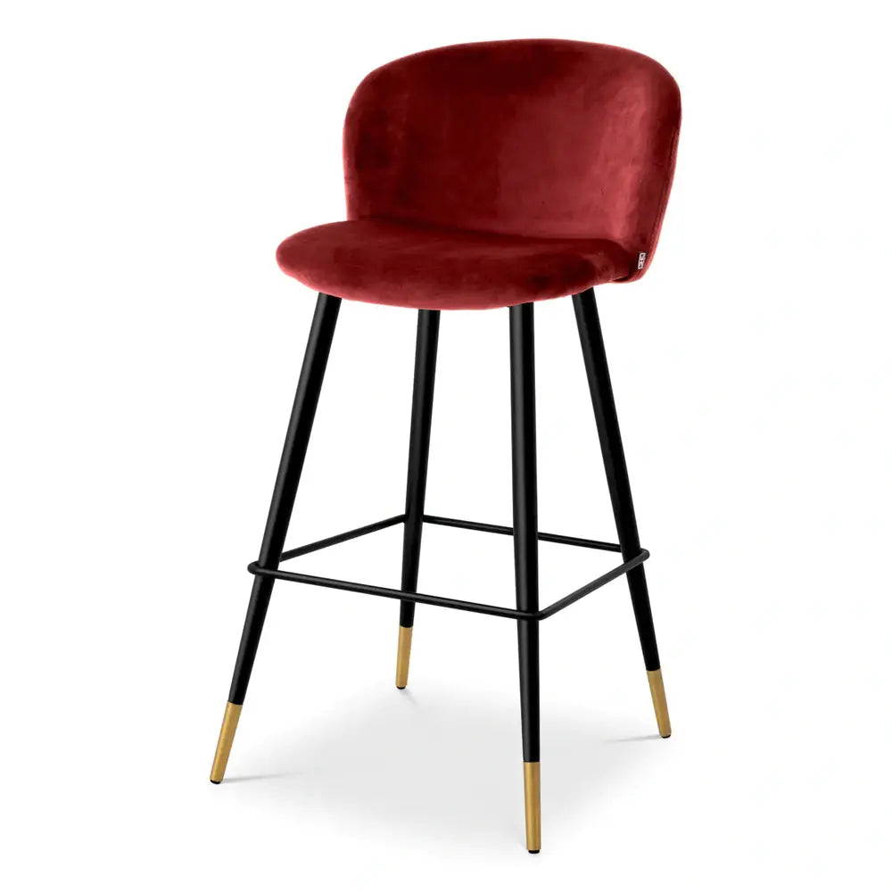 Product photograph of Eichholtz Volante Bar Stool In Roche Bordeaux Velvet from Olivia's