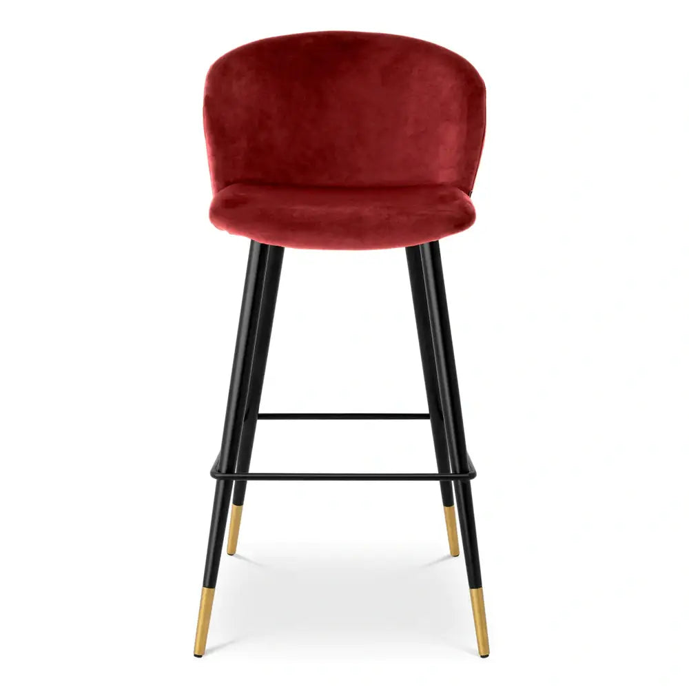 Product photograph of Eichholtz Volante Bar Stool In Roche Bordeaux Velvet from Olivia's.