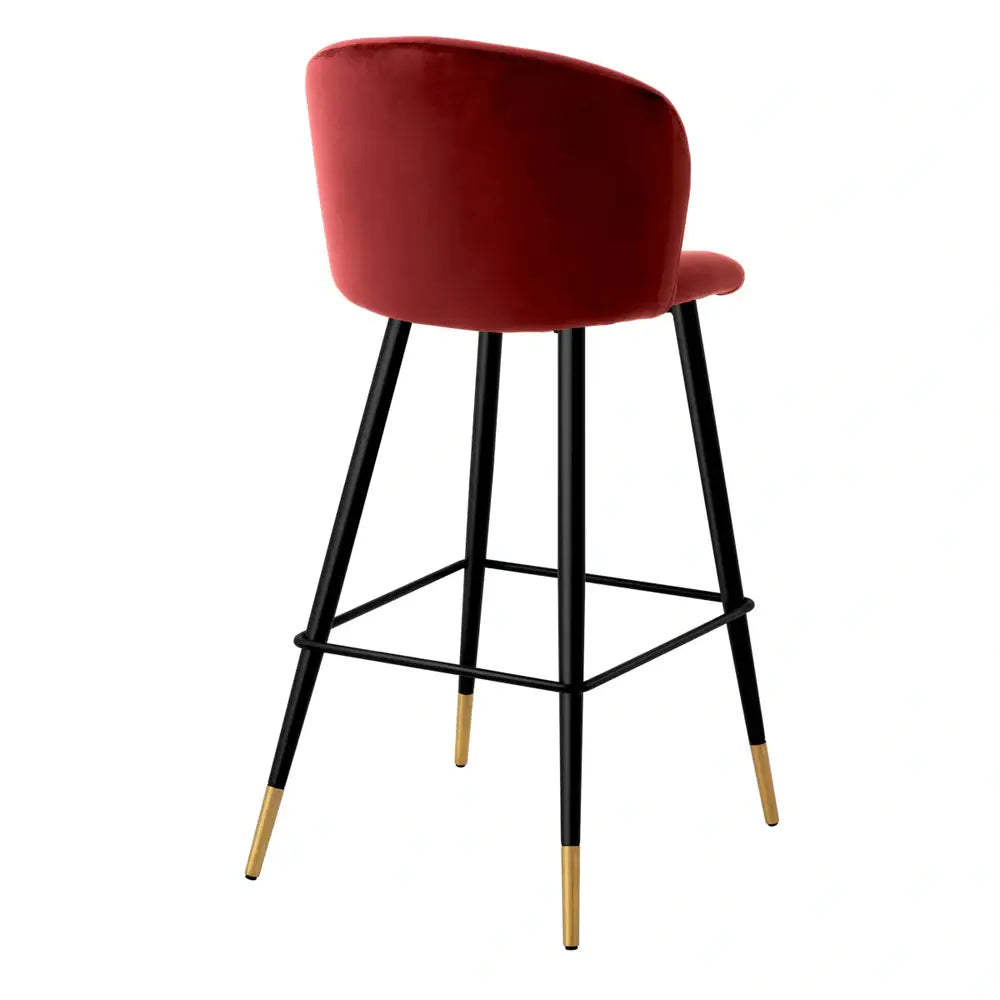 Product photograph of Eichholtz Volante Bar Stool In Roche Bordeaux Velvet from Olivia's.