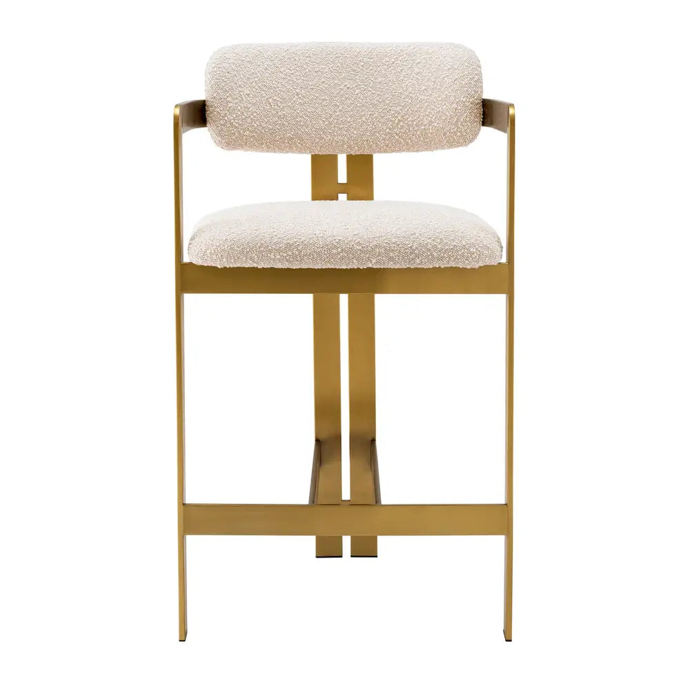 Product photograph of Eichholtz Cliff Brushed Brass Finish Counter Stool In Donato Cream Boucl from Olivia's.