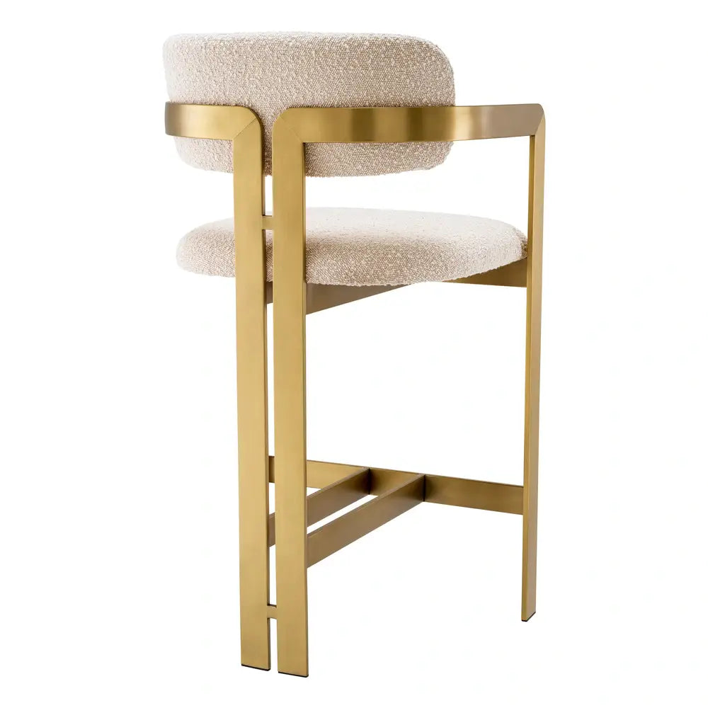 Product photograph of Eichholtz Cliff Brushed Brass Finish Counter Stool In Donato Cream Boucl from Olivia's.