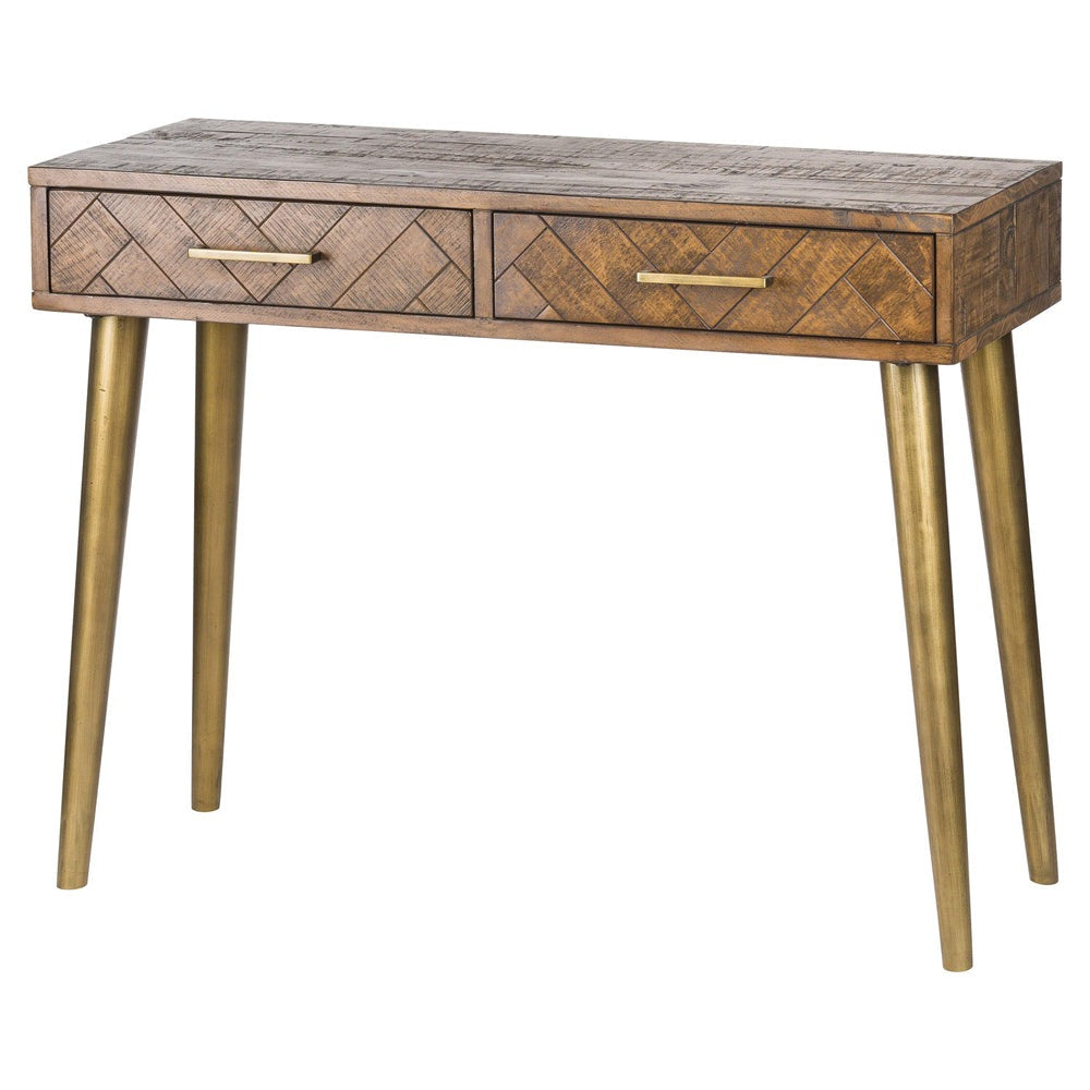 Product photograph of Hill Interiors Havana 2 Drawer Console Table In Gold from Olivia's