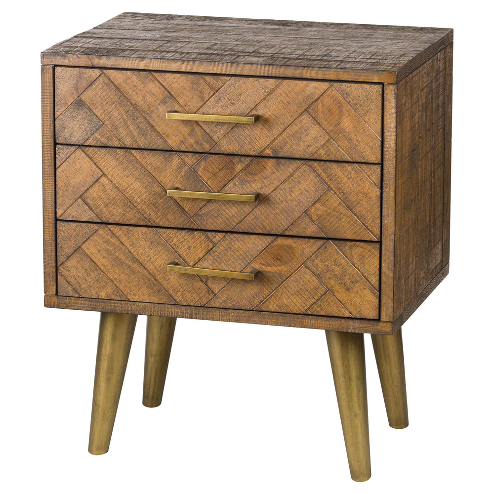 Product photograph of Hill Interiors Havana 3 Drawer Bedside Table In Gold from Olivia's