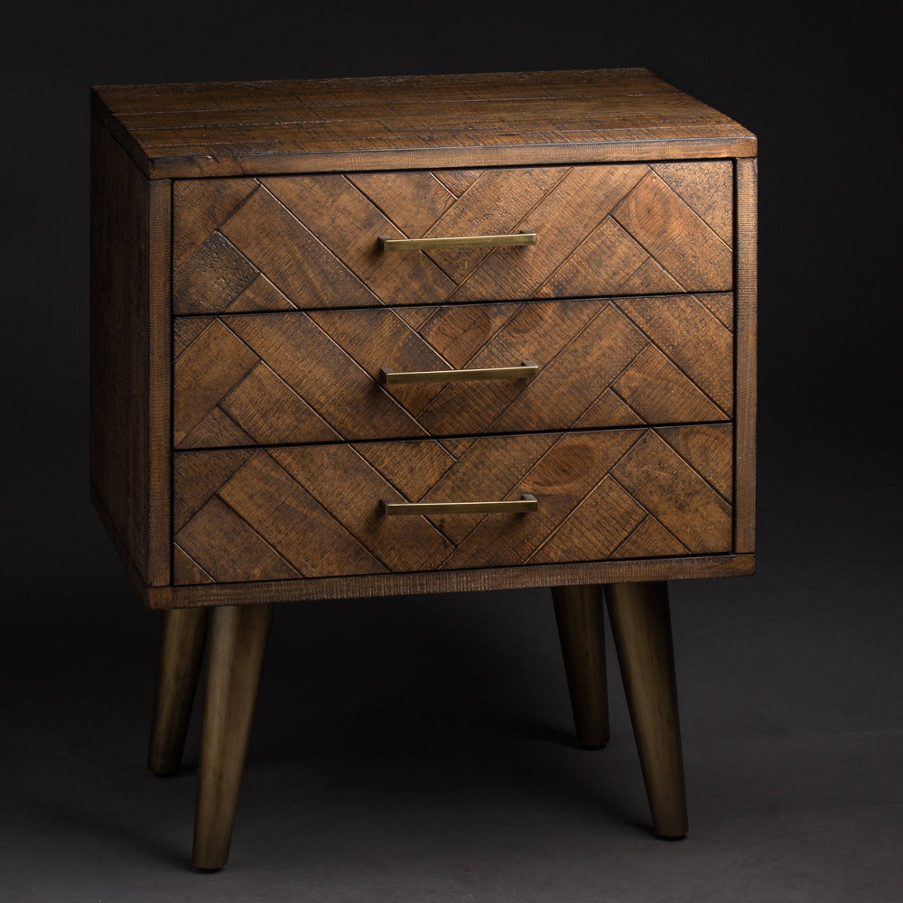 Product photograph of Hill Interiors Havana 3 Drawer Bedside Table In Gold from Olivia's.