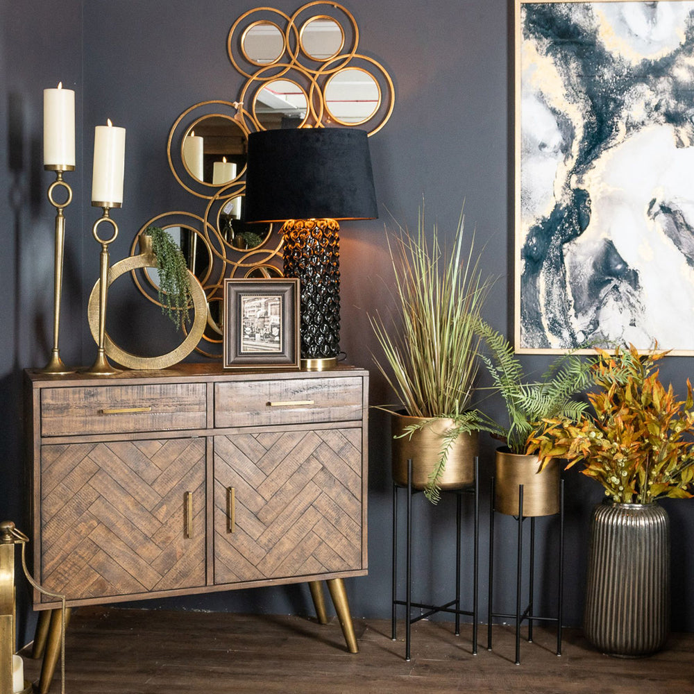 Product photograph of Hill Interiors Havana 2 Door 2 Drawer Sideboard In Gold from Olivia's.
