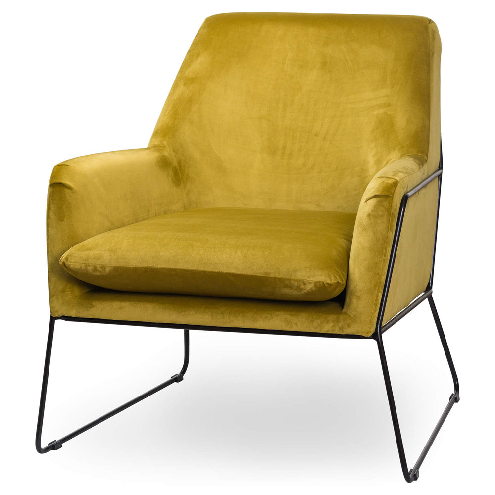 Product photograph of Hill Interiors Eva Velvet Club Chair In Mustard from Olivia's