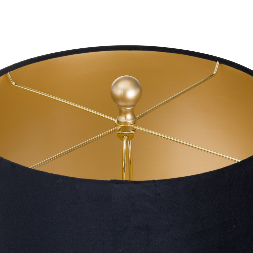 Product photograph of Hill Interiors Jem Honeycomb Gold Table Lamp With Black Velvet Shade from Olivia's.