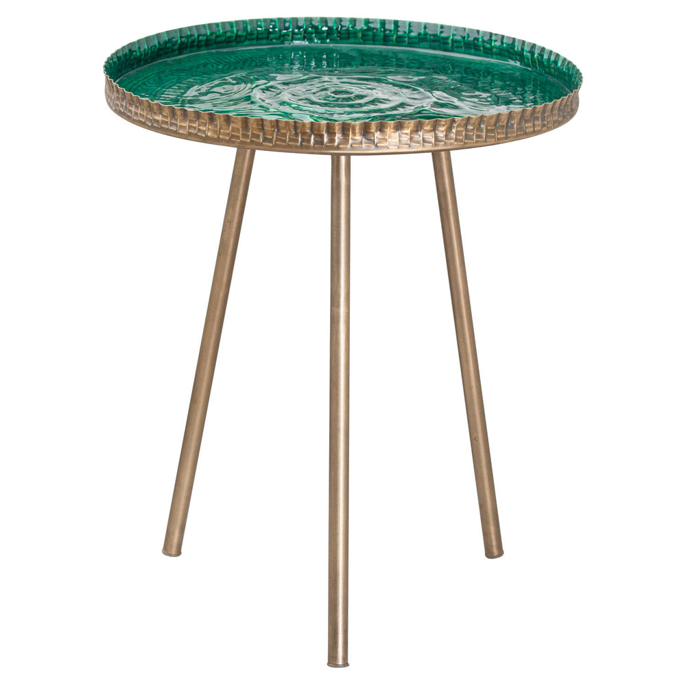 Product photograph of Hill Interiors Aztec Collection Brass Embossed Ceramic Dipped Side Table from Olivia's
