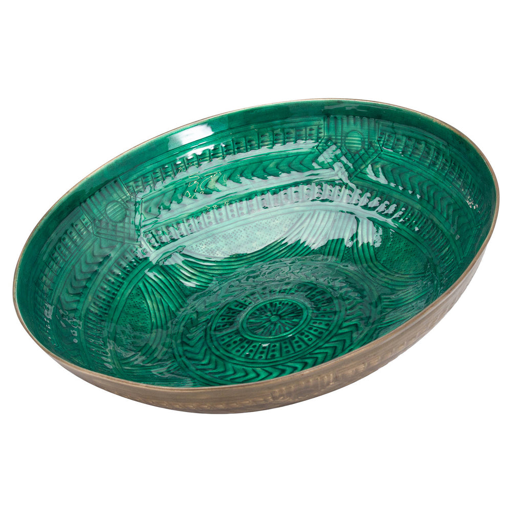 Product photograph of Hill Interiors Aztec Collection Brass Embossed Ceramic Large Bowl from Olivia's