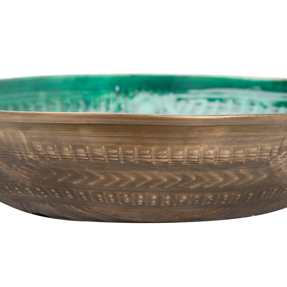 Product photograph of Hill Interiors Aztec Collection Brass Embossed Ceramic Large Bowl from Olivia's.