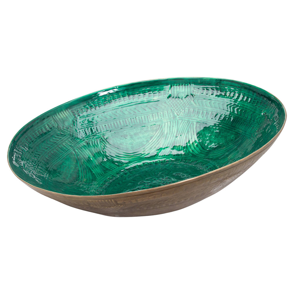 Product photograph of Hill Interiors Aztec Collection Brass Embossed Ceramic Dipped Bowl from Olivia's.