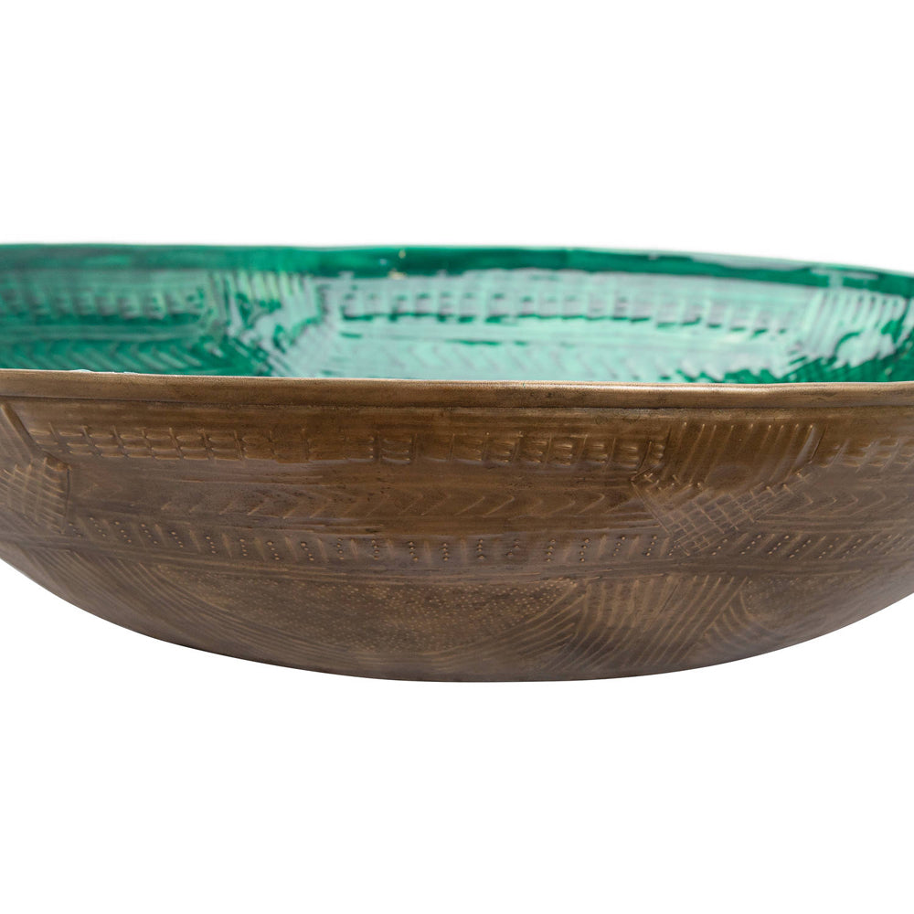 Product photograph of Hill Interiors Aztec Collection Brass Embossed Ceramic Dipped Bowl from Olivia's.