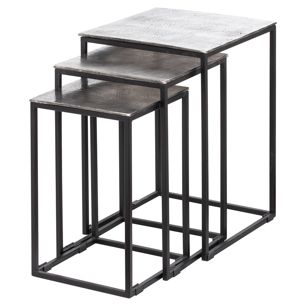 Product photograph of Hill Interiors Farrah Collection Nest Of 3 Tables In Silver from Olivia's