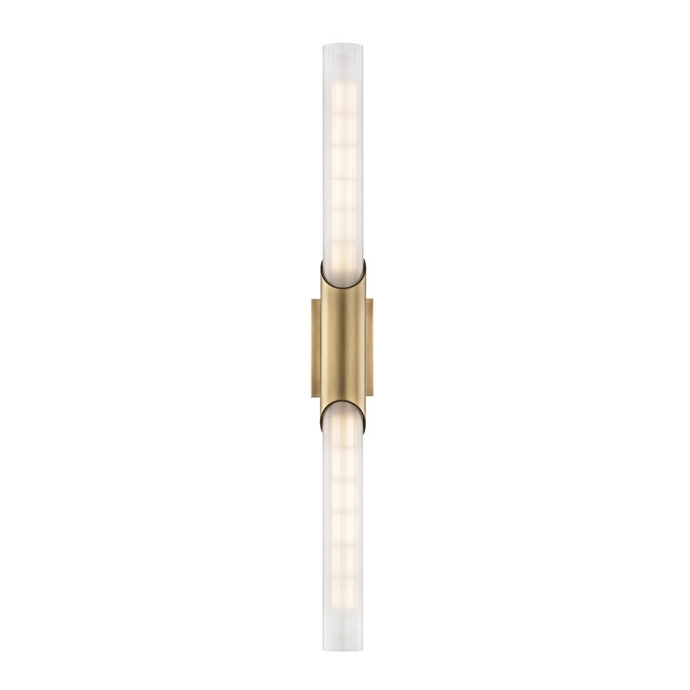 Product photograph of Hudson Valley Lighting Pylon 2 Light Wall Sconce In Aged Brass from Olivia's