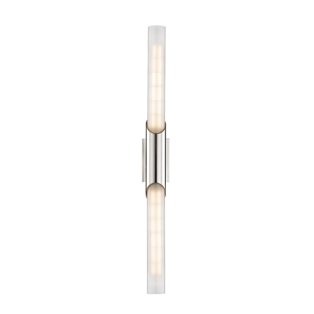 Product photograph of Hudson Valley Lighting Pylon 2 Light Wall Sconce In Polished Nickel from Olivia's