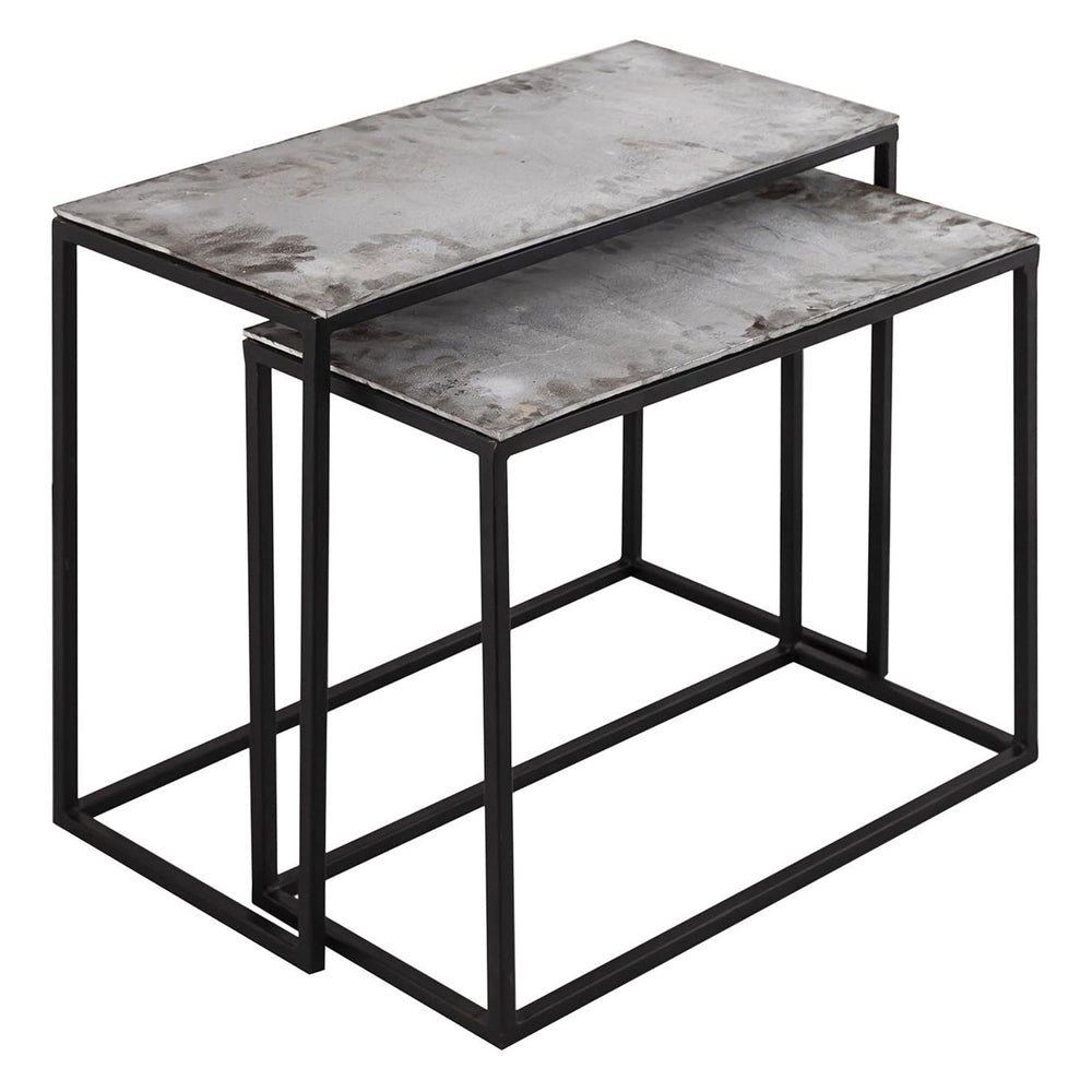 Hill Interiors Farrah Collection Set Of 2 Side Tables In Silver