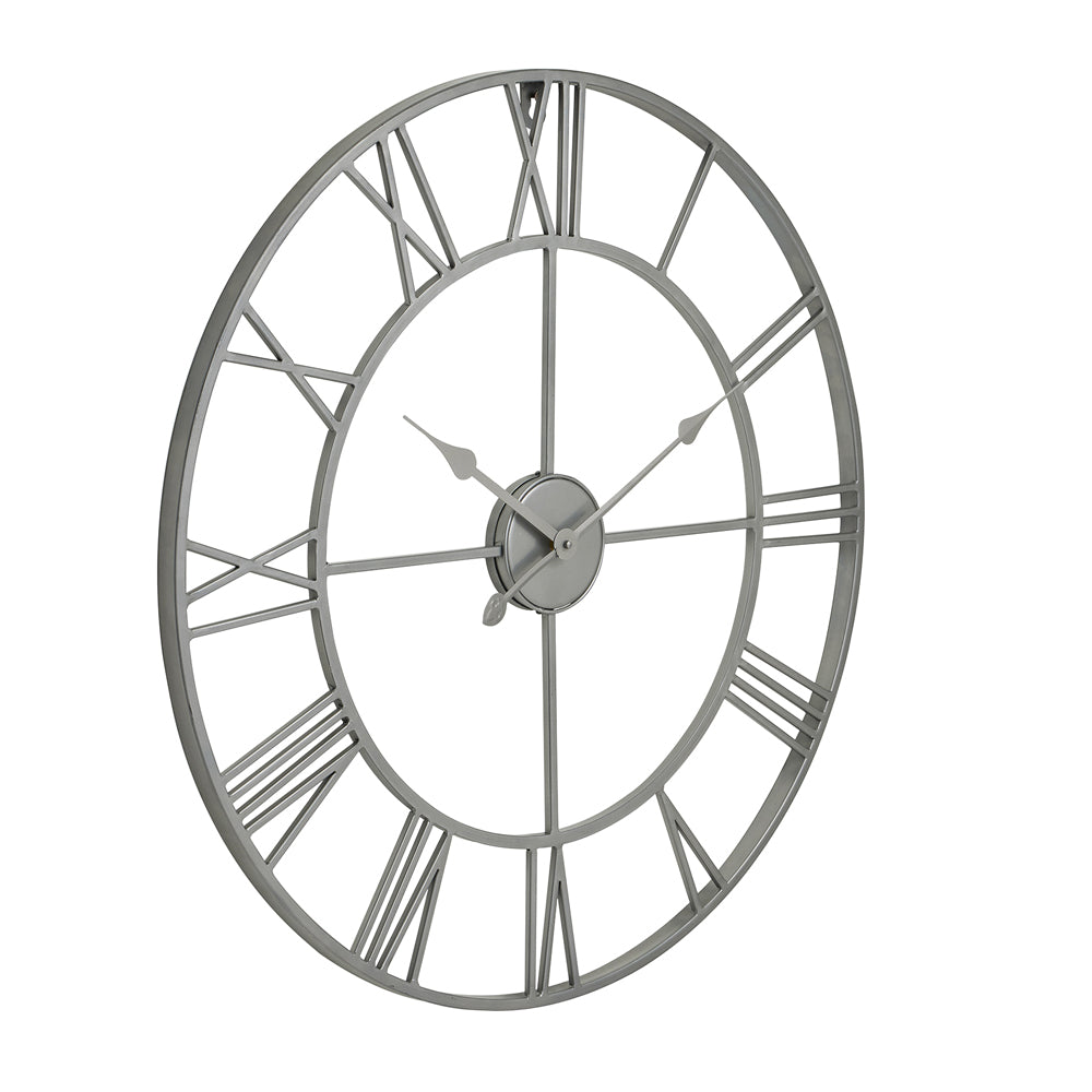 Product photograph of Hill Interiors Skeleton Wall Clock In Silver from Olivia's