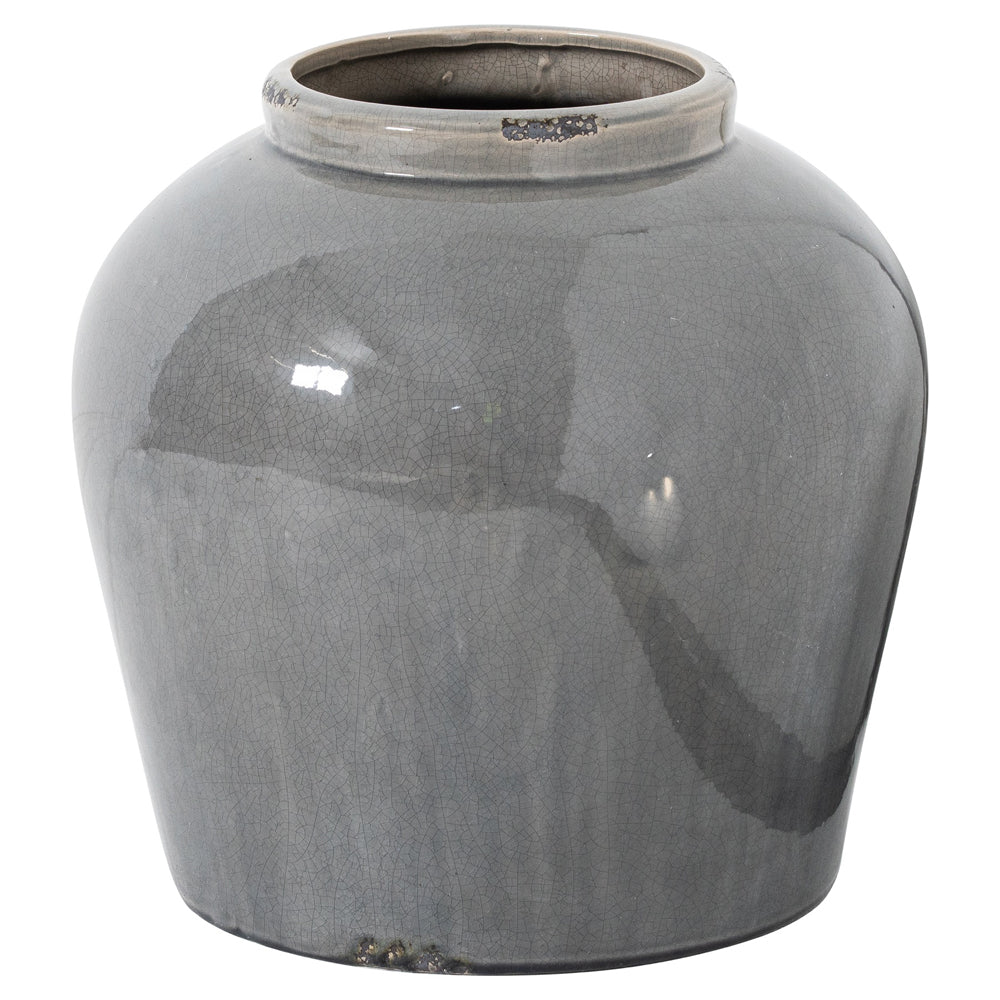 Product photograph of Hill Interiors Garda Glazed Juniper Vase In Grey from Olivia's
