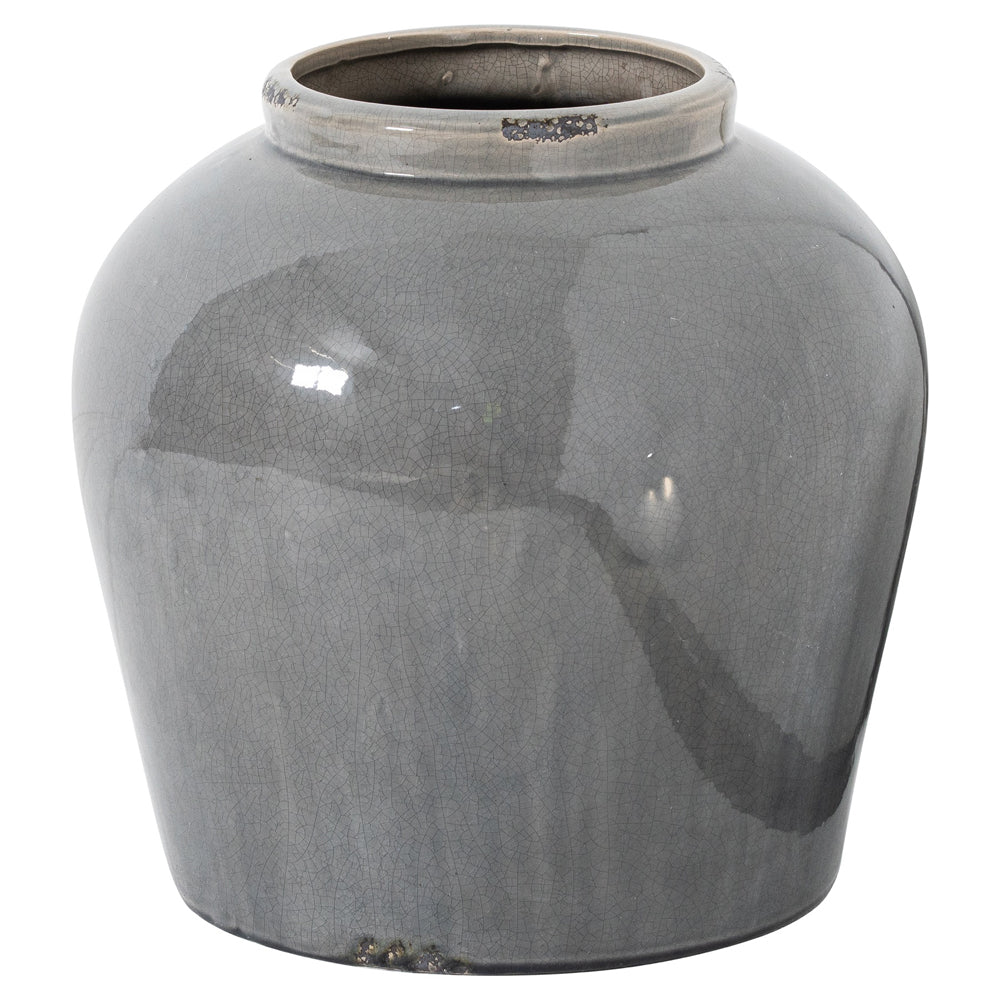 Hill Interiors Garda Glazed Juniper Vase In Grey