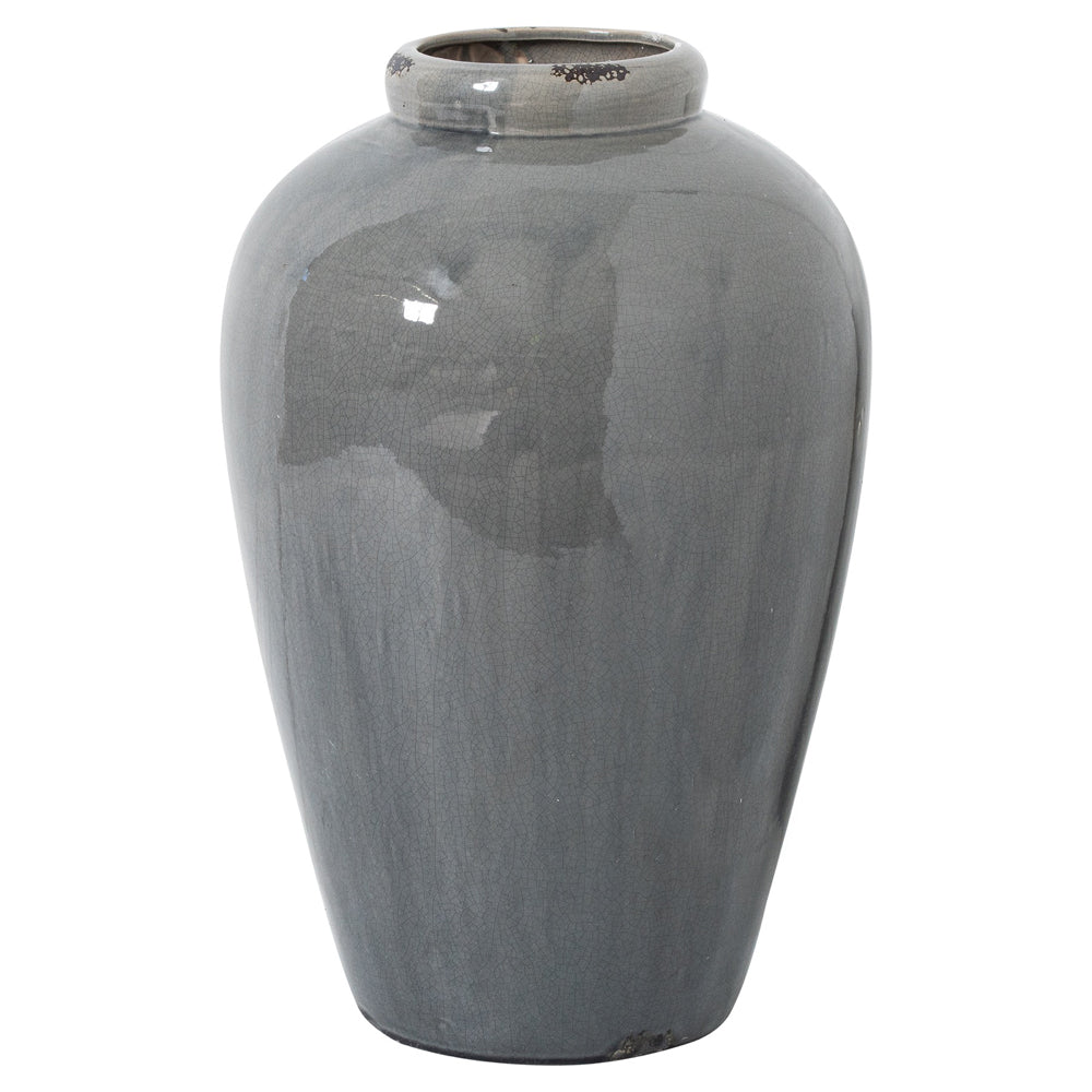 Hill Interiors Garda Glazed Tall Juniper Vase In Grey