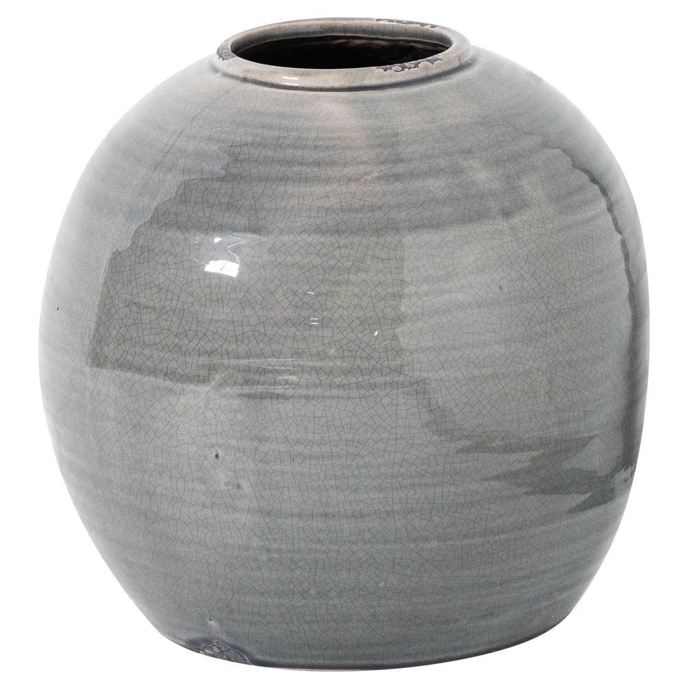 Hill Interiors Garda Glazed Tiber Vase In Grey