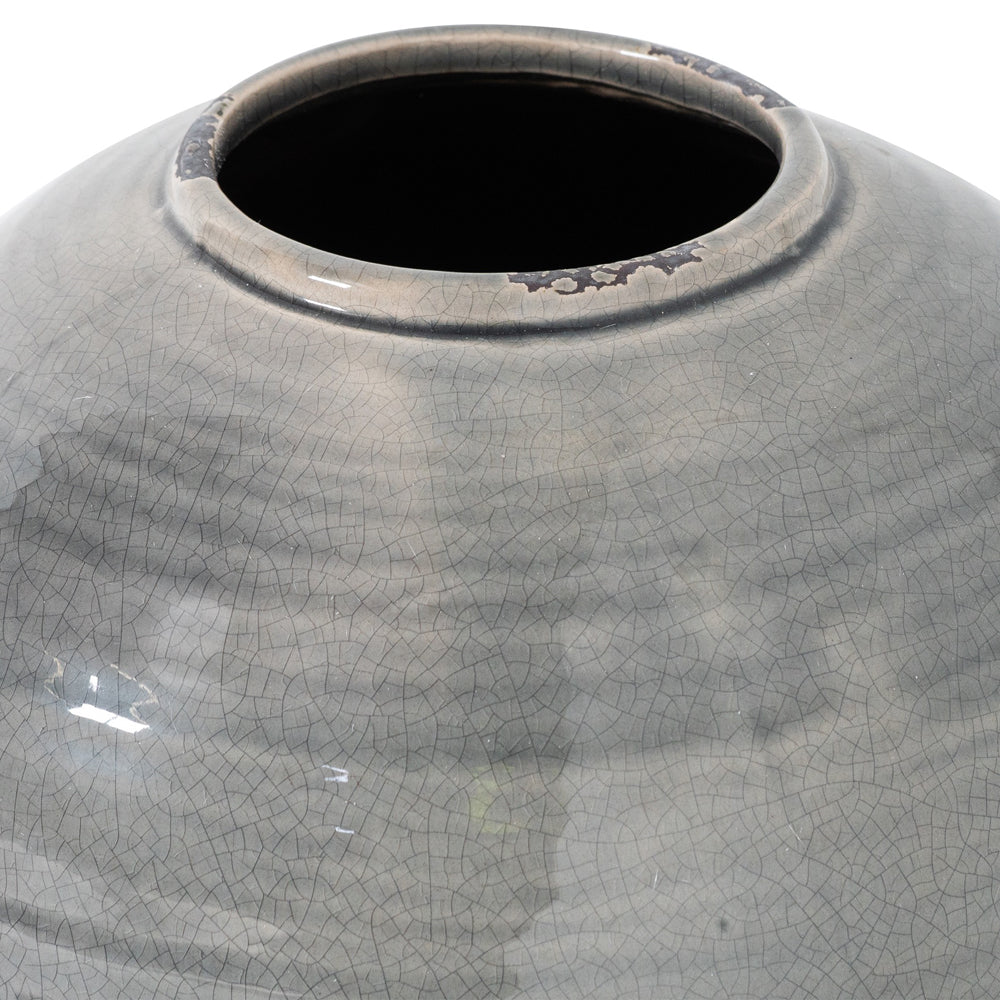 Product photograph of Hill Interiors Garda Glazed Tiber Vase In Grey from Olivia's.