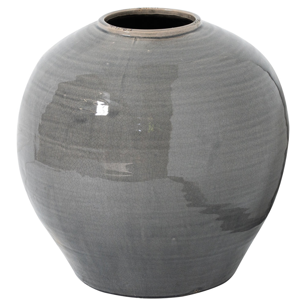 Hill Interiors Garda Glazed Regola Vase In Grey