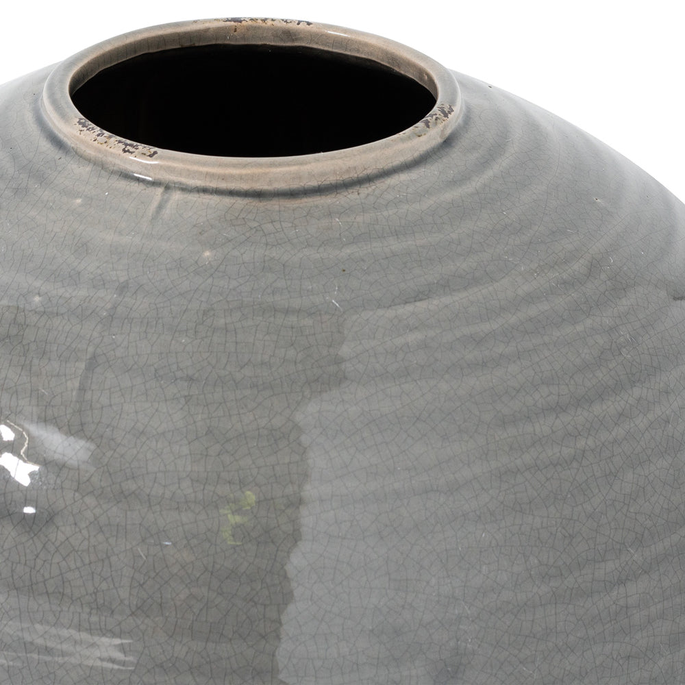 Product photograph of Hill Interiors Garda Glazed Regola Vase In Grey from Olivia's.