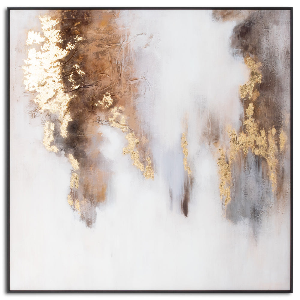 Product photograph of Hill Interiors Metallic Soft Abstract Glass Image In Gold Frame from Olivia's