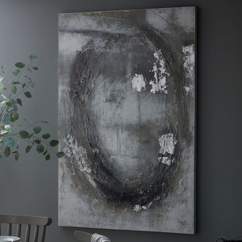 Product photograph of Hill Interiors Cortina Hand Painted Canvas In Silver Grey from Olivia's.