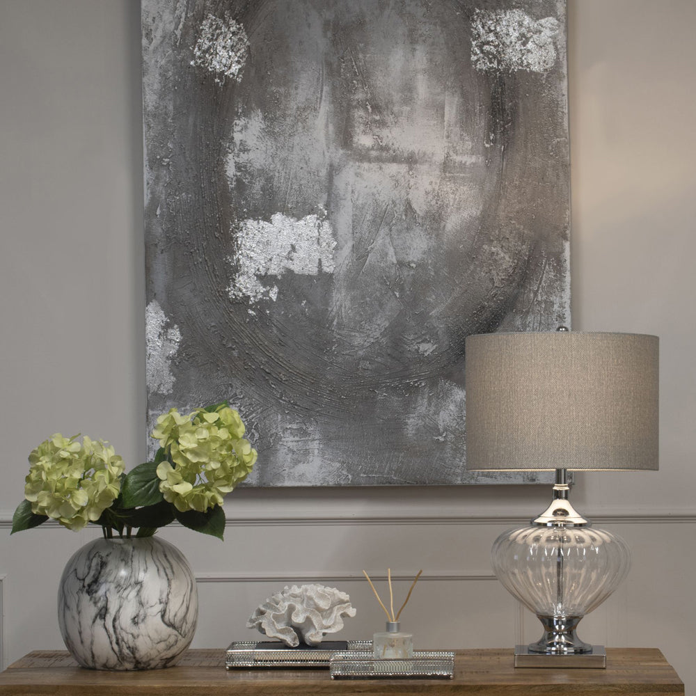 Product photograph of Hill Interiors Cortina Hand Painted Canvas In Silver Grey from Olivia's.