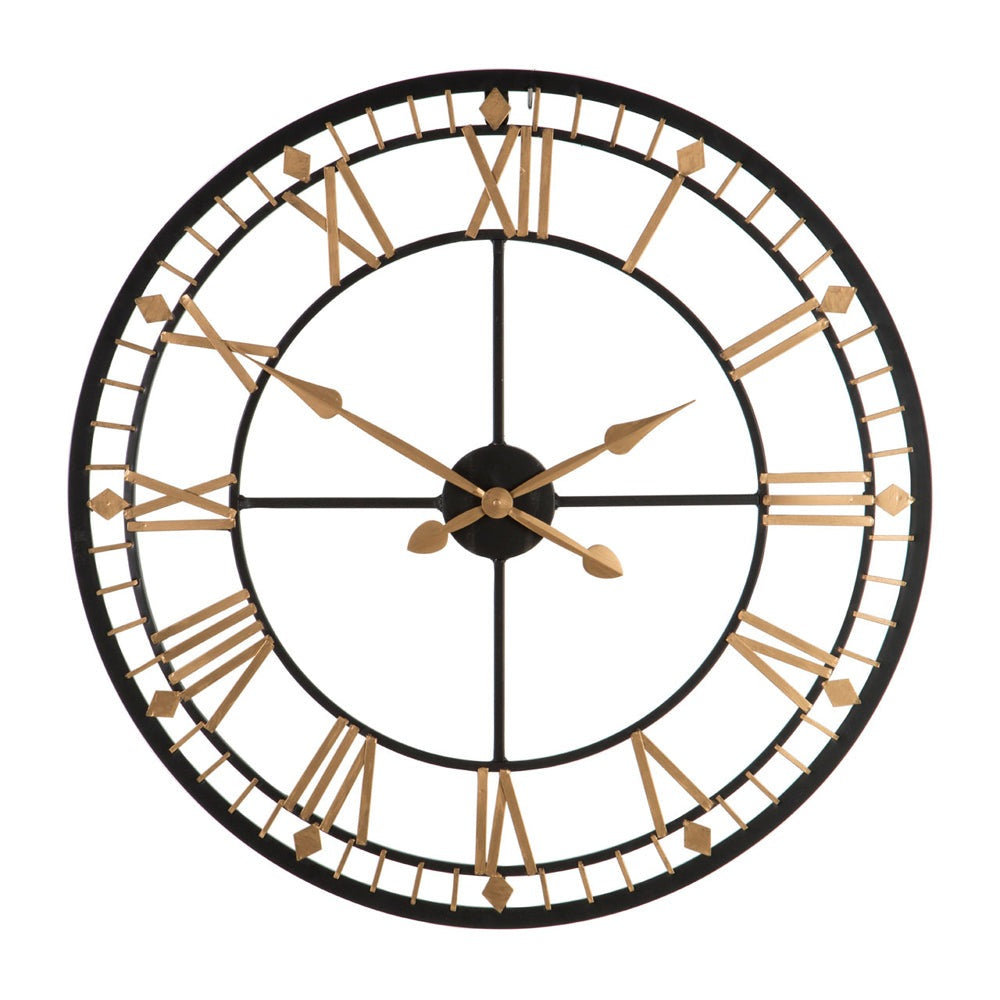 Olivias Soft Industrial Collection Metal Wall Clock In Black Gold