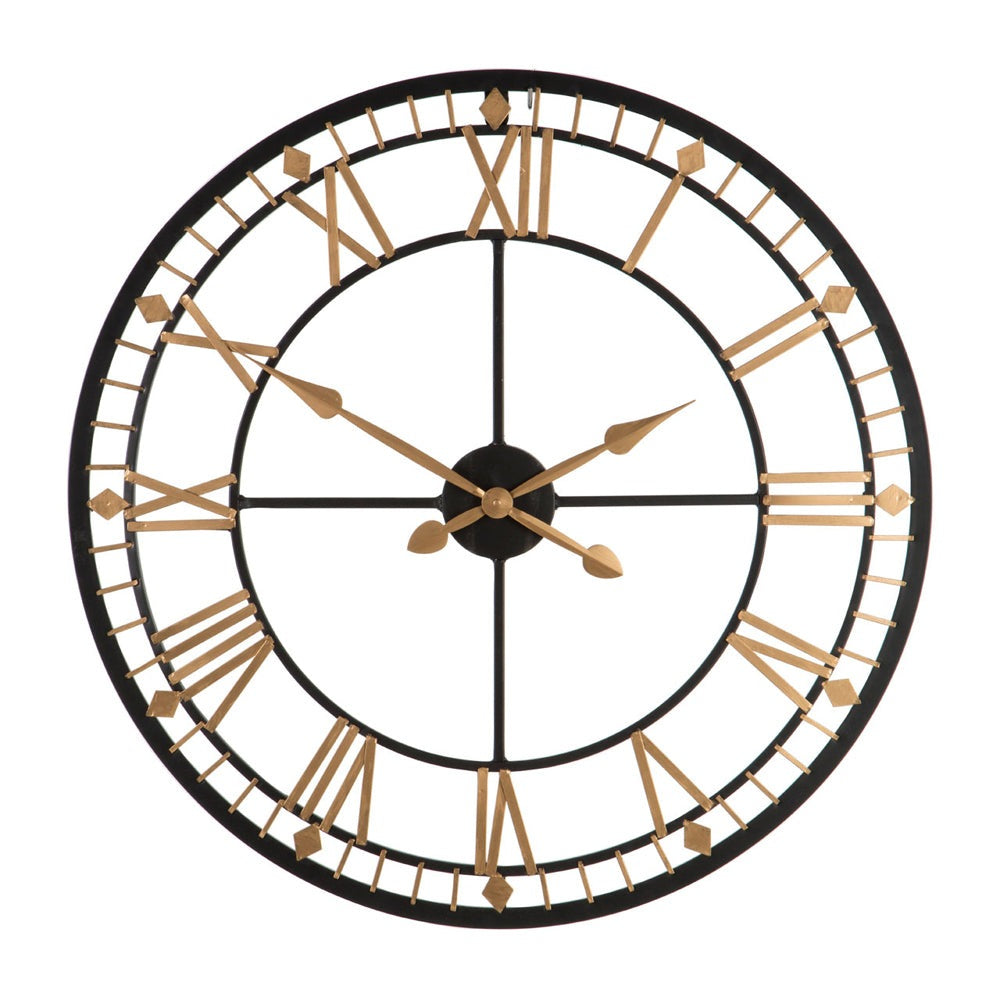 Product photograph of Olivia S Soft Industrial Collection - Metal Wall Clock In Black Gold from Olivia's